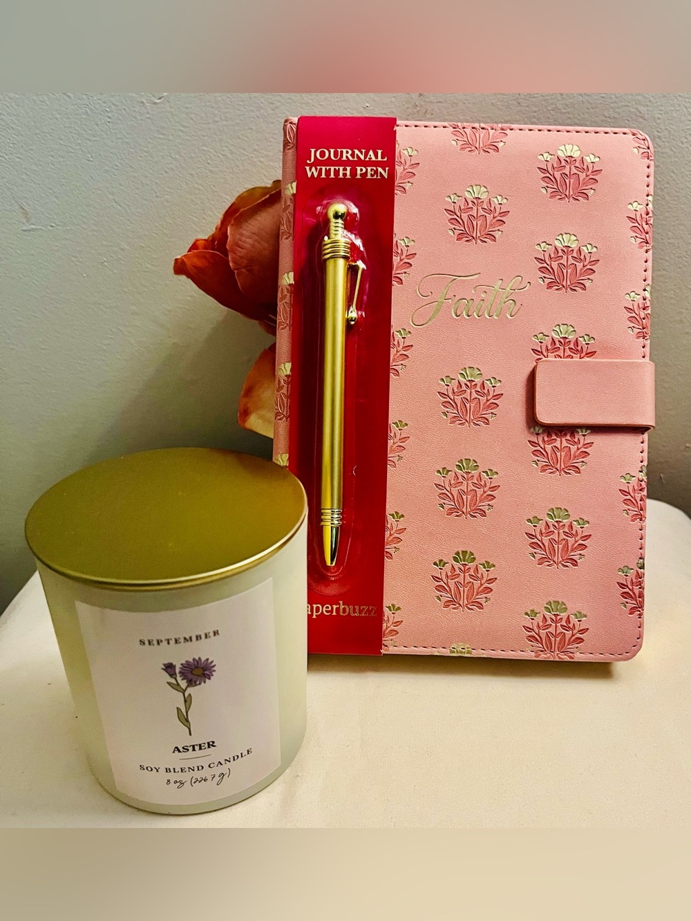PAPERBUZZ NWT Daily Faith Journal and SEPTEMBER Aster Soy Wax Candle.
